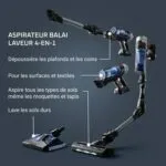 Aspirateur balai Rowenta laveur sans fil Aqua X-Force Flex 9.60 RH20COWO – مكنسة كهربائية روينتا RH20COWO