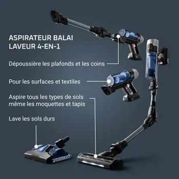 Aspirateur balai Rowenta laveur sans fil  Aqua X-Force Flex 9.60 RH20COWO