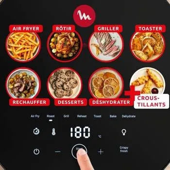 Friteuse Sans Huile Infrarouge 7L Avec 8 Modes Et maintien Au Chaud Cuisson Rapide Et Homogène Easy Fry Moulinex EZ832HF0