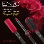 Coffret Enzo original Professionnel Brosse lisseur Chauffant Supercare PRO – Coffret 3 en 1 EN_3133 – مكواة شعر إنزو