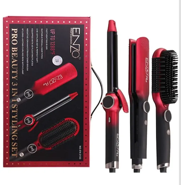 Coffret Enzo original Professionnel Brosse lisseur Chauffant Supercare PRO – Coffret 3 en 1 EN_3133