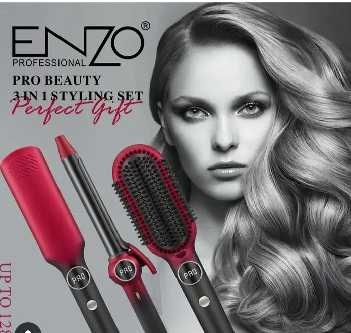 Coffret Enzo original Professionnel Brosse lisseur Chauffant Supercare PRO – Coffret 3 en 1 EN_3133