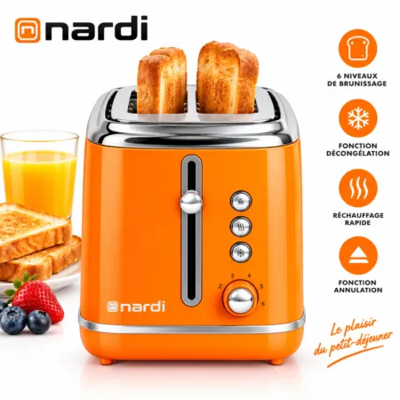 Grille pain NARDI Rétro Orange 1050W 2 tranches NGP220CAO