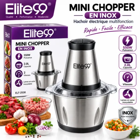Hachoir Elite99 en Inox 550W 2 Litres avec 2 Vitesses ELT-2530