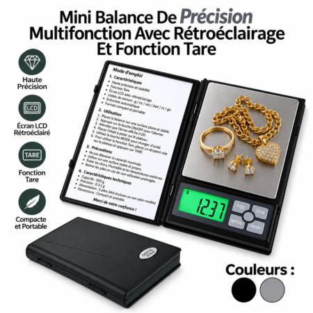 Mini Balance De Précision Multifonction 0.01G - 500G Avec Rétroéclairage Et Fonction Tare Idéale pour bijoux, cuisine, herbes NoteBook