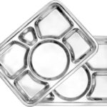 Plateau-repas rectangulaire à 6 compartiments en inox Haute Qualité