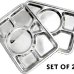 Plateau-repas rectangulaire à 6 compartiments en inox Haute Qualité