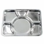 Plateau-repas rectangulaire à 6 compartiments en inox Haute Qualité