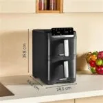 Friteuse À Air Double Tiroir Vertical 10L Cuisson Simultanée Et Technologie EvenFry Moulinex EZ7568F0 – قلاية هوائية مولينكس 10 لتر EZ7568F0