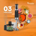 MIXEUR A MAIN MASTER MIX 600W INOX CONDOR Noir MX-MH600XN – خلاط كهربائي كوندور 600 واط أسود إينوكس MX-MH600XN