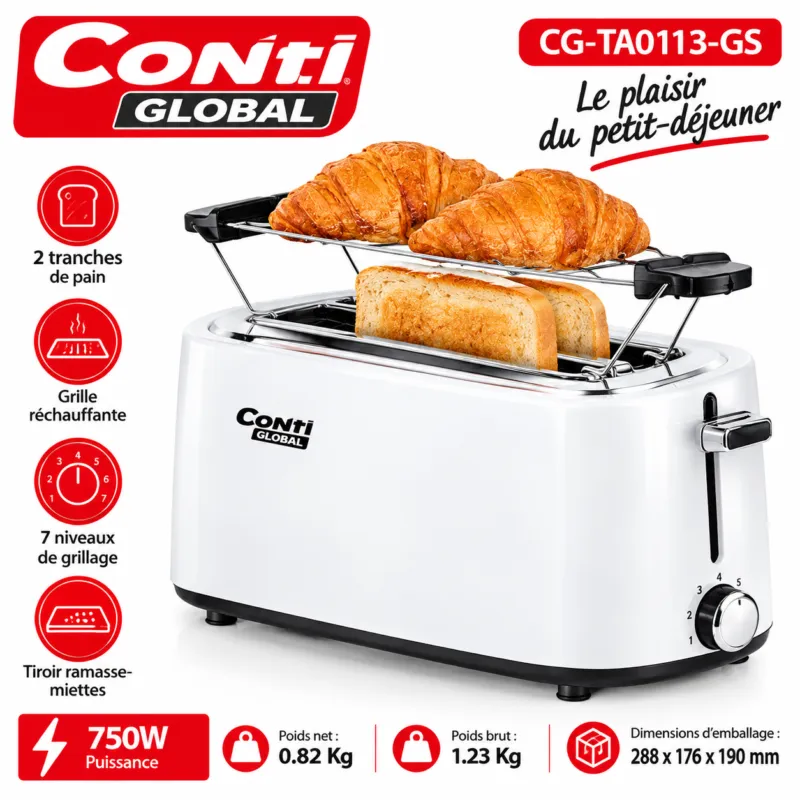Grille pain géanr Conti Global 750 W 2 tranche CG_TAO133_GS