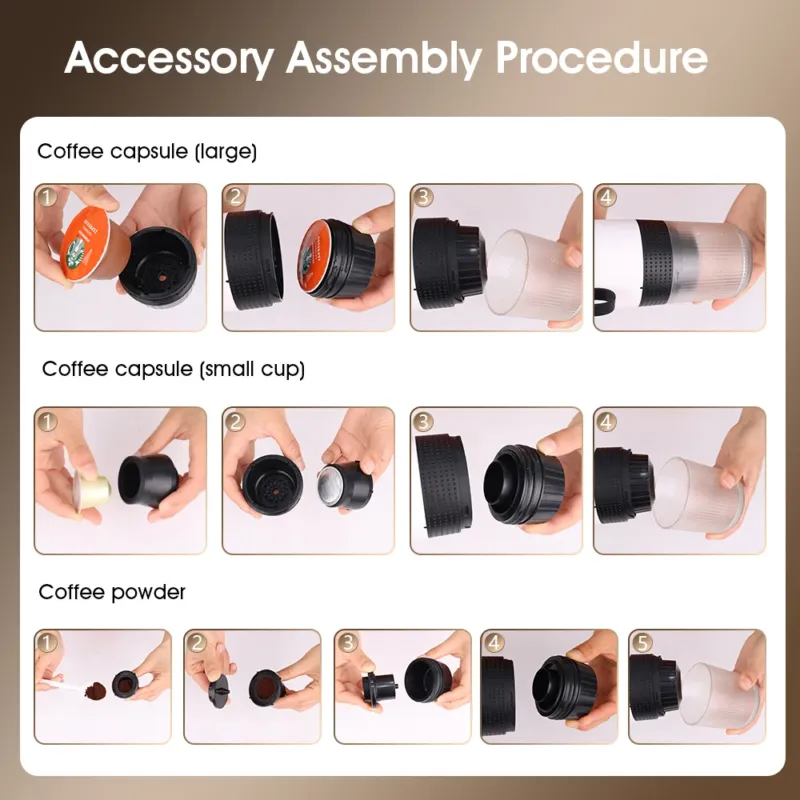Machine à café 3 en 1 Portable multifonctionnelle sans fil, Rechargable - chauffage automatique