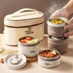 Lunch Box 04 Pieces avec Sac Isotherme Isolant – حافظة الطعام 4 قطع مصنوعة من الإينوكس من الداخل