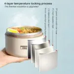 Lunch Box 04 Pieces avec Sac Isotherme Isolant – حافظة الطعام 4 قطع مصنوعة من الإينوكس من الداخل