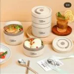 Lunch Box 04 Pieces avec Sac Isotherme Isolant – حافظة الطعام 4 قطع مصنوعة من الإينوكس من الداخل