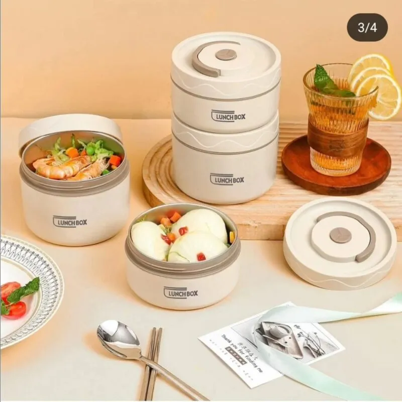 Lunch Box 04 Pieces avec Sac Isotherme Isolant – 
حافظة الطعام 4 قطع مصنوعة من الإينوكس من الداخل