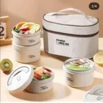 Lunch Box 04 Pieces avec Sac Isotherme Isolant – حافظة الطعام 4 قطع مصنوعة من الإينوكس من الداخل