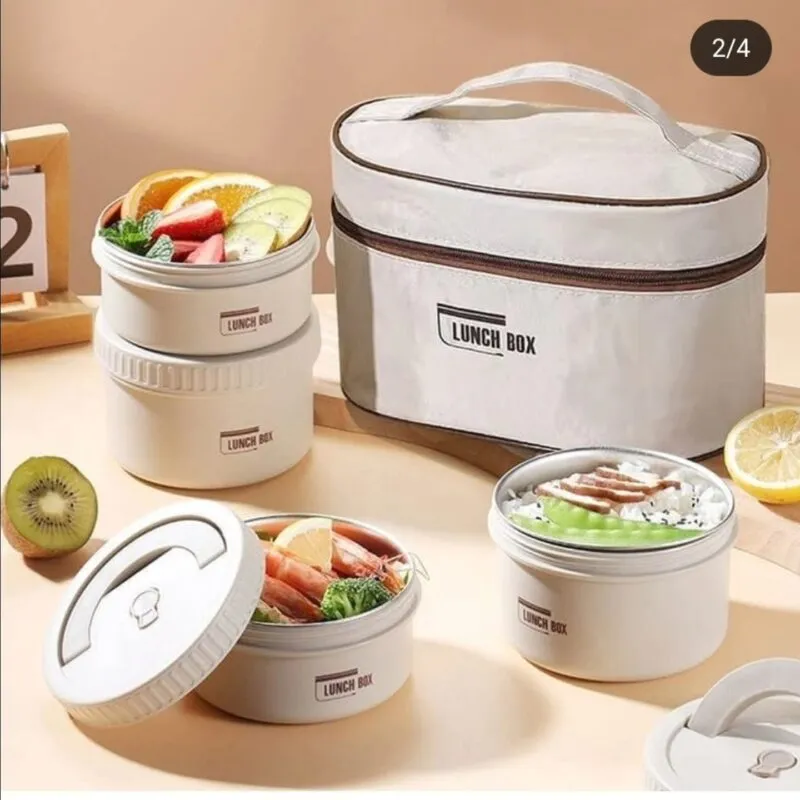 Lunch Box 04 Pieces avec Sac Isotherme Isolant – 
حافظة الطعام 4 قطع مصنوعة من الإينوكس من الداخل