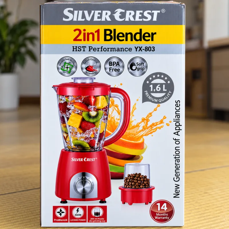 Blender 2 en 1 en Plastique 300W SilverTrust YX-803 Rouge